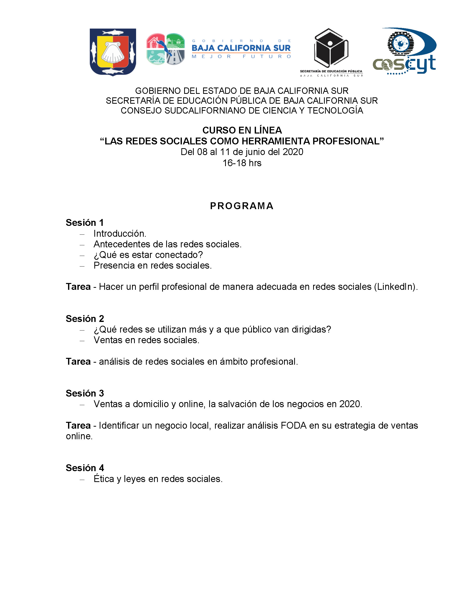 Programa Curso Redes sociales